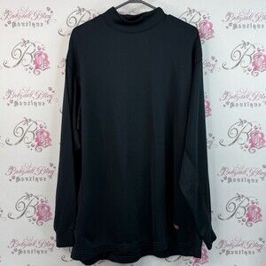 Mizuno turtleneck stretchy soft Black Long Sleeve Top Red Logo breath thermo